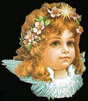 angel girl with wreath of flowers