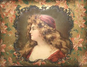 Victorian lady in burgandy framed