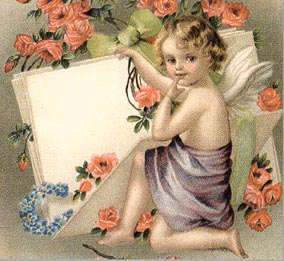 angel girl and red flowers