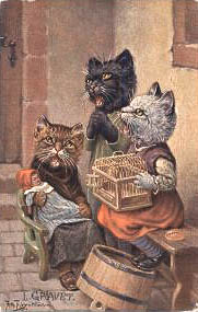 Victorian cats with doll